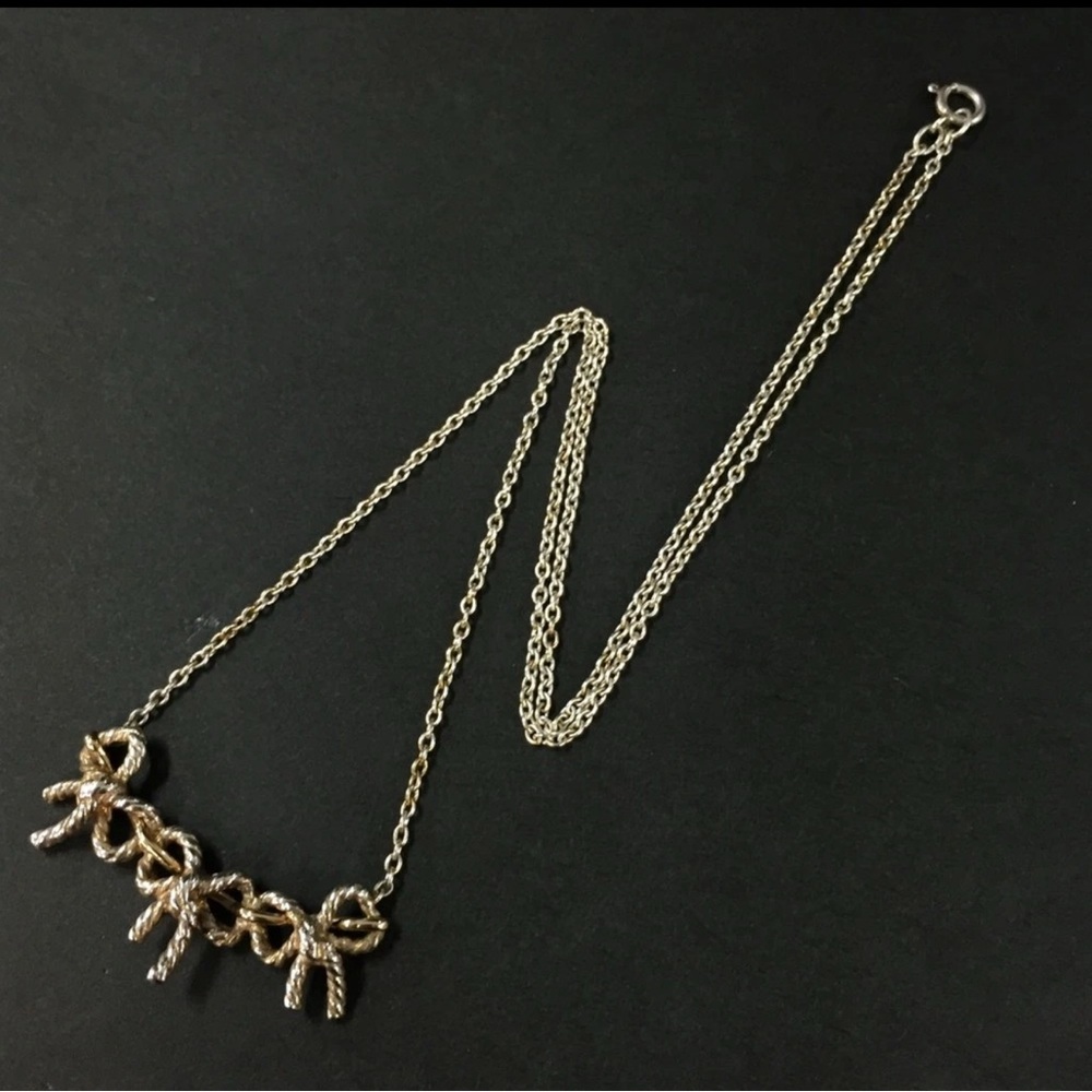 TIFFANY&CO. Silver 925/Gold 750 Triple Twist Ribbon Pendant Necklace